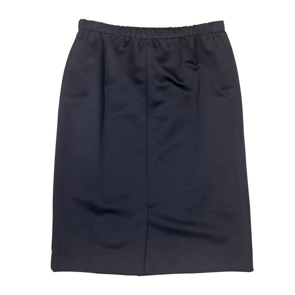 Vintage Black Midi Pencil Skirt Womens Size 14 Elastic Waist Minimalist Classic - Picture 2 of 6